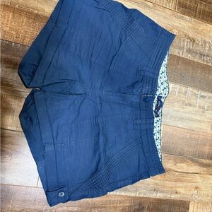 Prana Navy Blue Women's Shorts with Floral Waistband